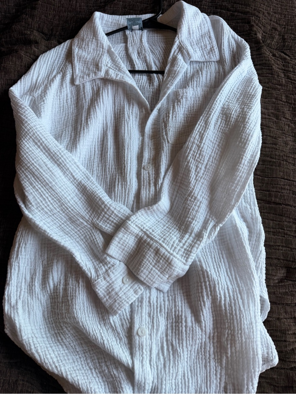 Shade & Shore White Textured Button-Down Shirt